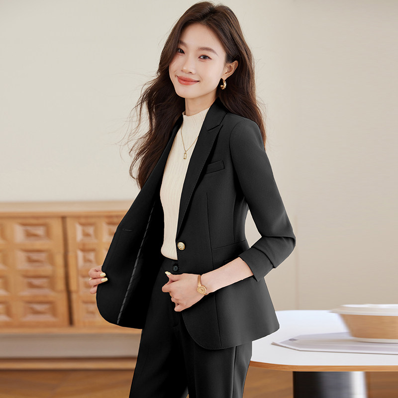 秋冬气质职业西装外套女新款简约干练办公服纯色长袖套装,女装/女士精品,时尚套装,淘宝优惠券,粉丝福利购,淘宝优惠卷