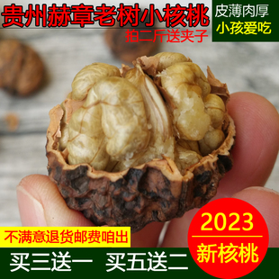 包邮 2023年贵州老树脆皮新核桃清香不苦涩皮薄肉厚核桃500g小核桃