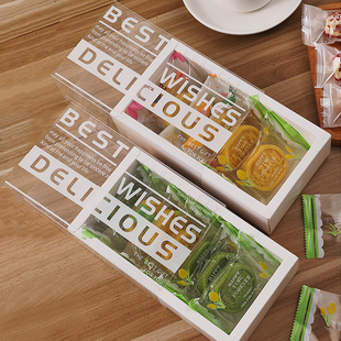 6粒绿豆糕包装盒礼盒透明雪花酥包装袋奶枣曲奇饼干内托机封