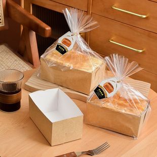 金枕蛋糕纸托包装 盒子一次性加厚耐高温吐司纸盒烘焙袋子面包盒子
