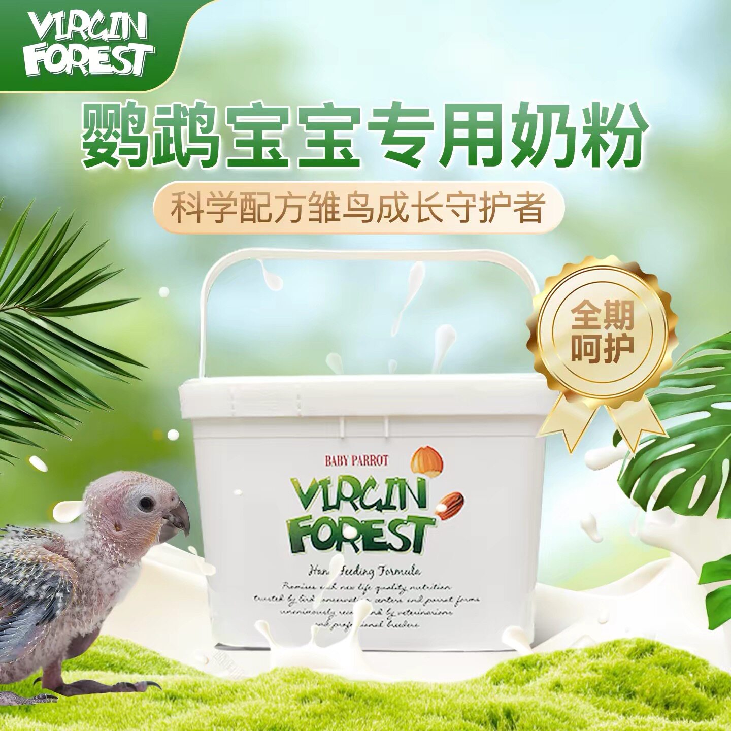 VF原始森林鹦鹉幼鸟初生奶粉玄凤牡丹小太阳和尚育雏送喂养工具