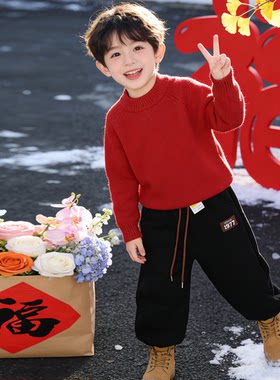 男女童同款羊毛羔加绒加厚卫裤