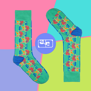 ALL SOCKS怪力乱象耳朵绿色彩虹色波普原创设计春秋男女小腿袜