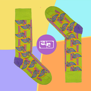 ALL SOCKS怪力乱象嘴巴图案彩色复古波普原创设计男女中筒潮袜