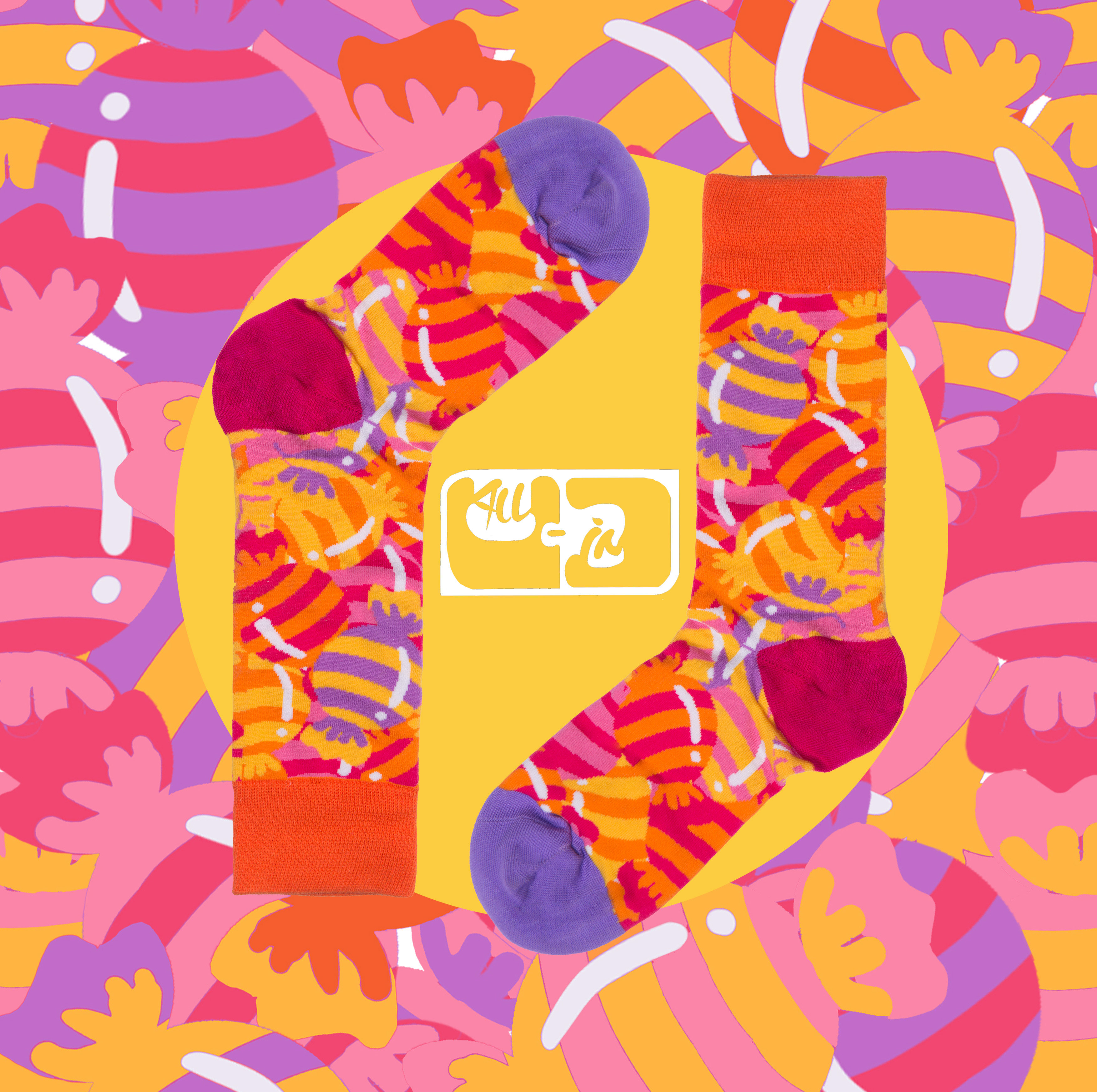 ALLINSOCKS高光彩色糖果图案拼接原创设计个性中长筒袜男女春秋款