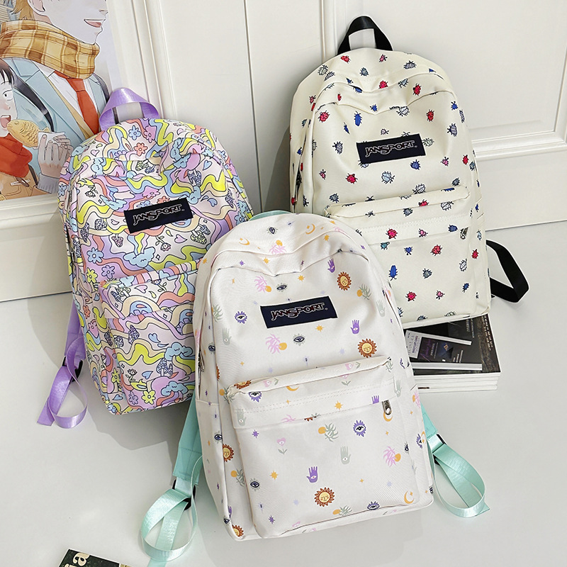 新款jansport杰斯伯清新潮流双肩包简约大容量男女同款学生包