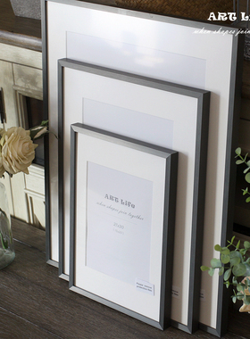 出口北欧相框金属简约现代铝合金碳灰装饰画框挂墙12寸A416寸20寸