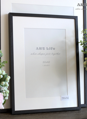 出口实木相框ins北欧黑色日式简约装饰画框海报框横挂12/16寸20寸