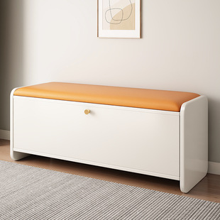 实木换鞋凳北欧可坐鞋柜进门口家用脚凳现代简约白色软包穿鞋凳子
