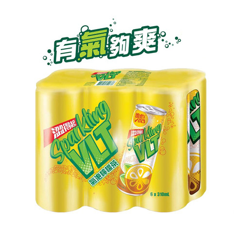 香港进口维他原味气泡柠檬茶310ml/6罐/组气泡有气够爽饮料港版