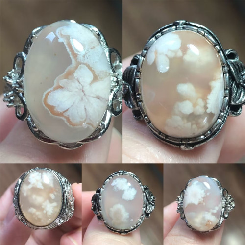 SH63天然樱花玛瑙唯美戒指  活口设计