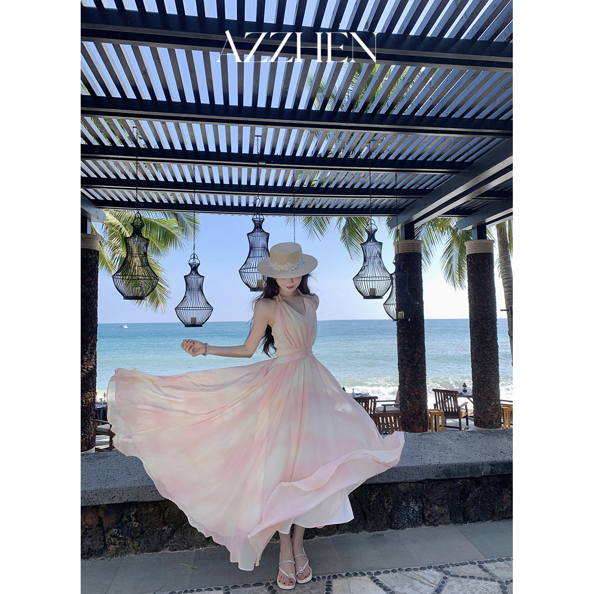 AZZHEN【浮光若现】度假风晕染连衣裙,女装/女士精品,连衣裙,淘宝优惠券,粉丝福利购,淘宝优惠卷