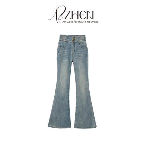 弹力高腰显瘦冬季牛仔修身微喇叭