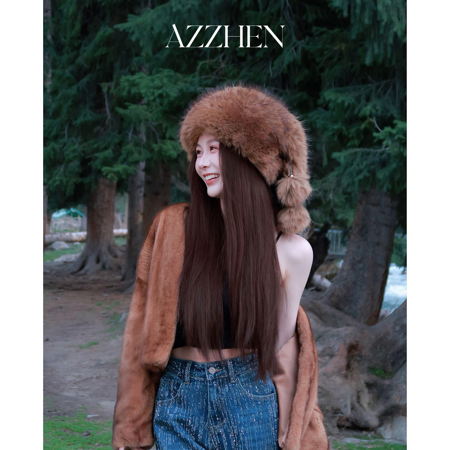 AZZHEN【琥珀流光】进口丹麦貂皮草外套女秋冬新款贵气貂毛大衣