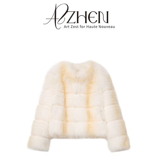 AZZHEN阿祯渐变染尖名媛皮草女冬