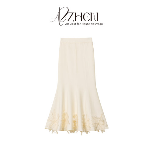 AZZHEN【线条美学】针织莫代尔鱼尾下摆重工超好版型百搭半裙
