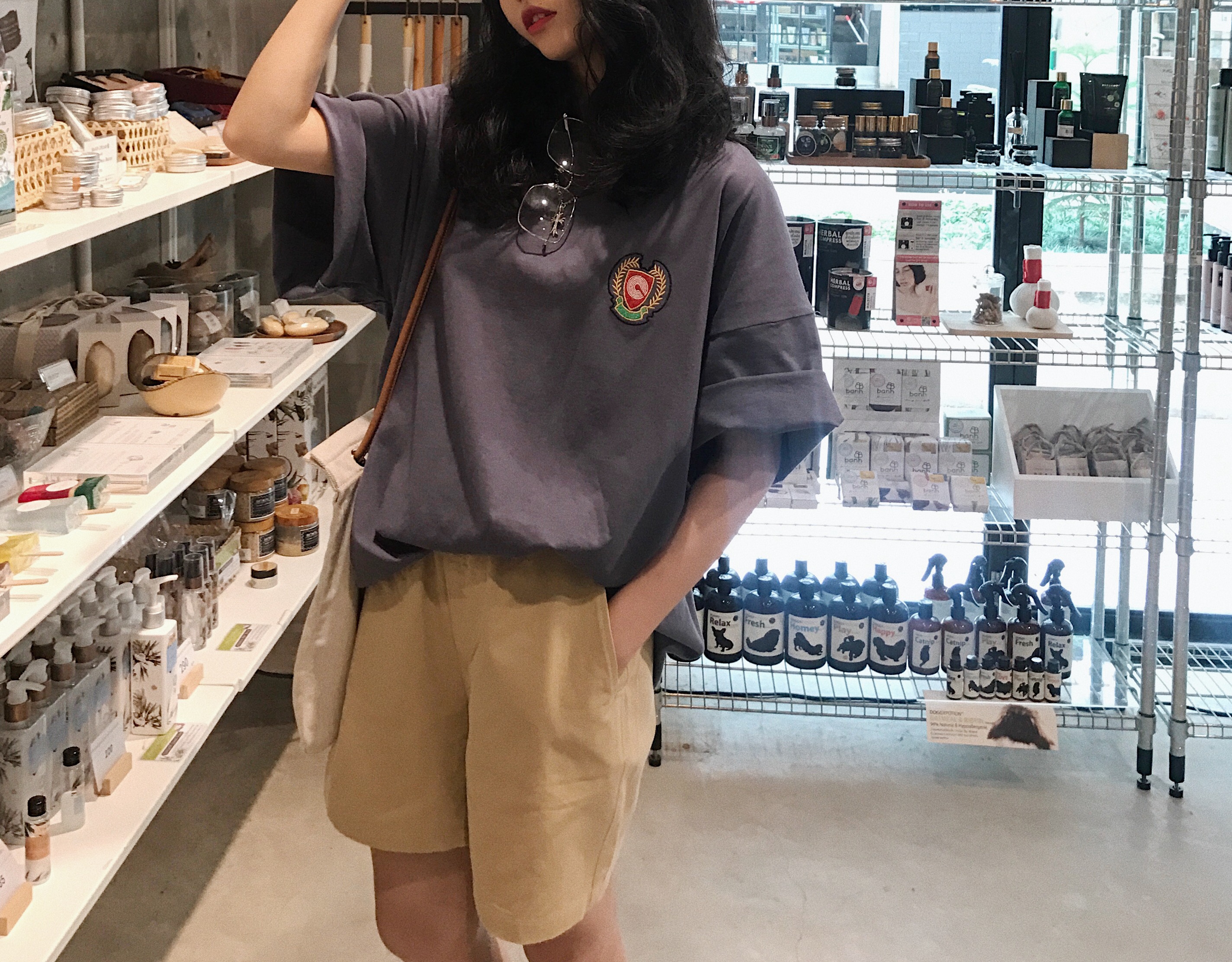 钱夫人CHINSTUDIO 刺绣棉麻五分袖宽松t恤女夏中长款oversize上衣