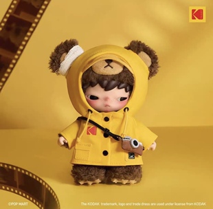 POPMART泡泡玛特KODAK咔哒联名款Hirono吊卡黄色小野熊毛绒挂件