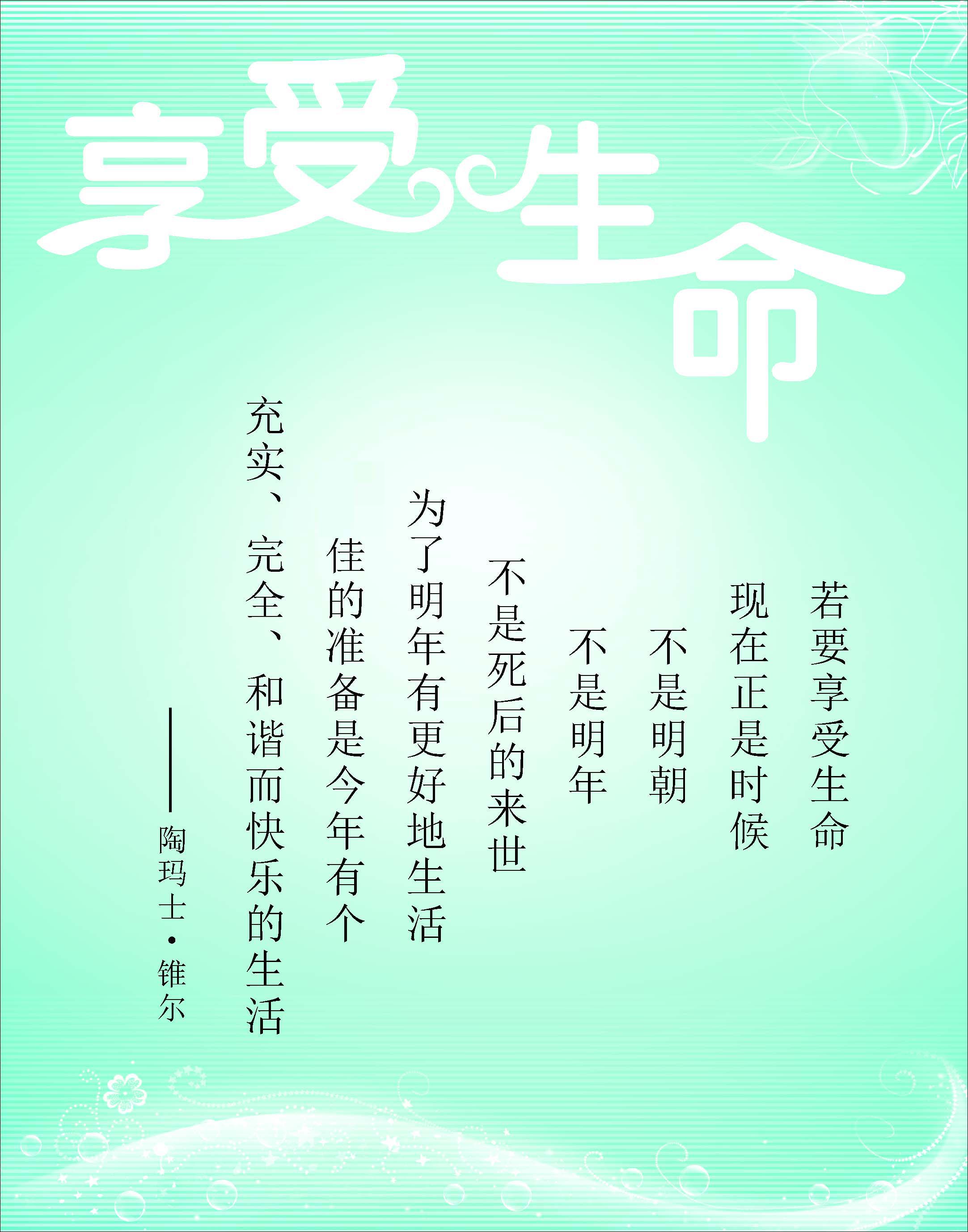 706画布海报展板喷绘素材贴纸挂图印制297享受生命名人名言