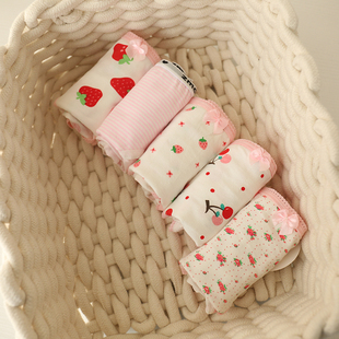 学生裤 清货卖完无5条袋装 女士内裤 三角裤 草莓 小清新白色少女内裤