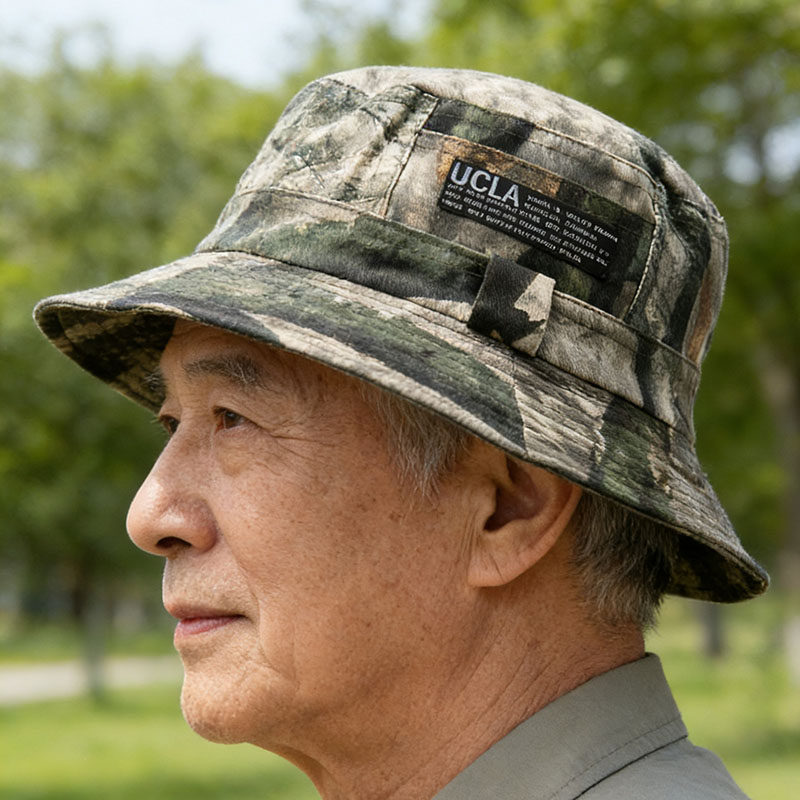 中年人男士帽子夏爸爸渔夫帽春秋老人纯棉盆帽中老年防晒遮阳帽
