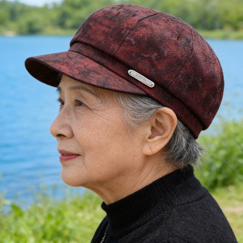户外春夏季中老年人妈妈女士防风薄款布帽春秋鸭舌帽奶奶遮阳帽子