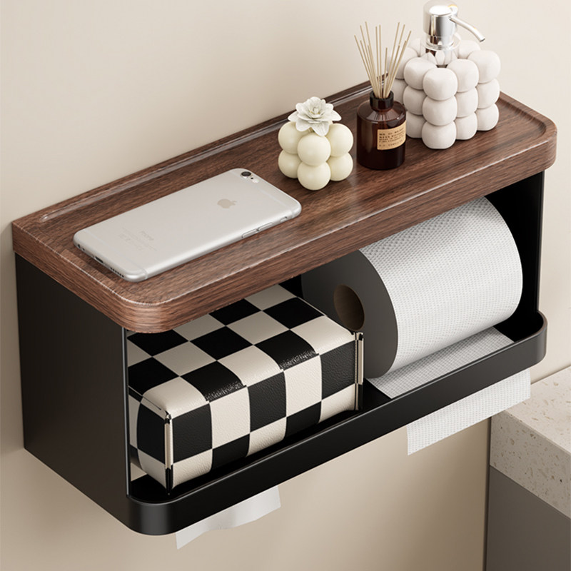 胡桃木纸巾架卫生间厕纸盒免打孔