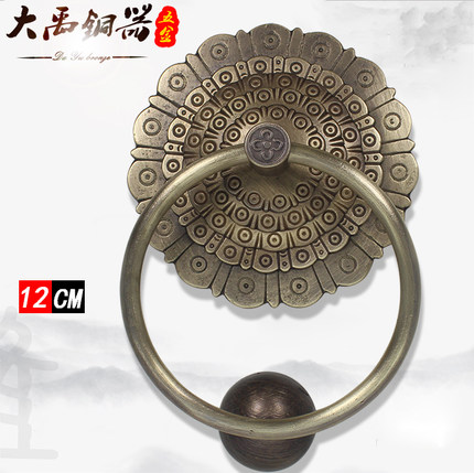 铜门环中式仿古大门拉手黄铜实心圆环老式木门拉手复古把手铜拉环