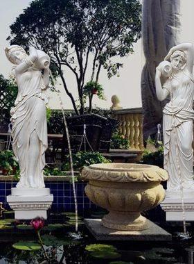 欧式风鱼池树脂流水喷泉立体雕塑