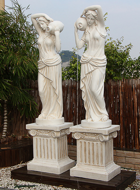 财富女神流水喷泉欧式玻璃钢雕塑