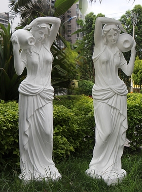 欧式风仕女水景小区花园雕塑摆件