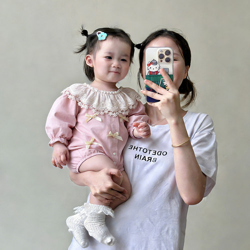 女宝宝春装甜美荷叶领哈衣