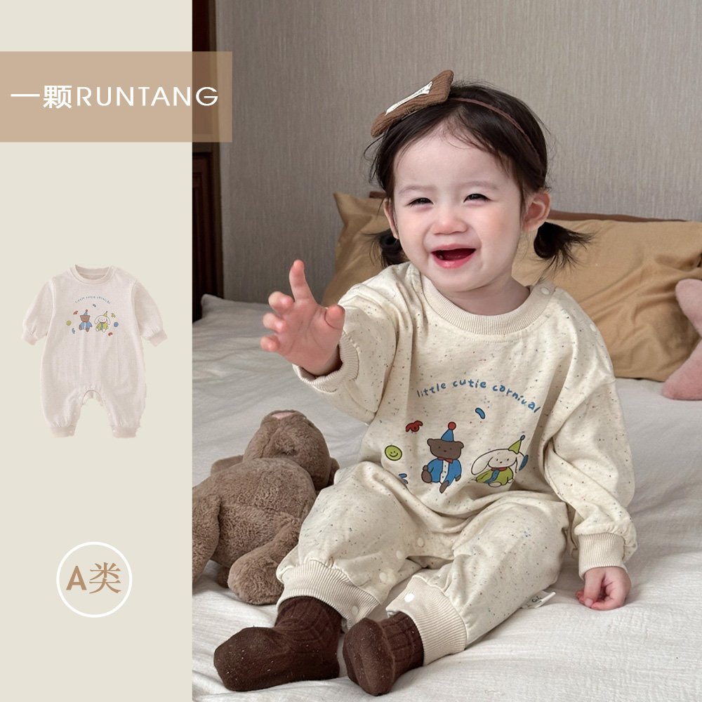 婴儿秋季卡通连体长袖哈衣爬服