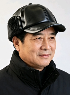冬季真皮帽子男加绒厚款中老年人保暖鸭舌帽护耳爷爷雷锋帽羊皮帽