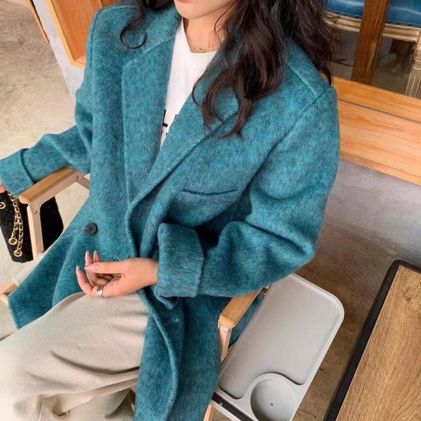 秋冬新款桑蚕丝双面羊毛大衣女西装款经典爆款高端