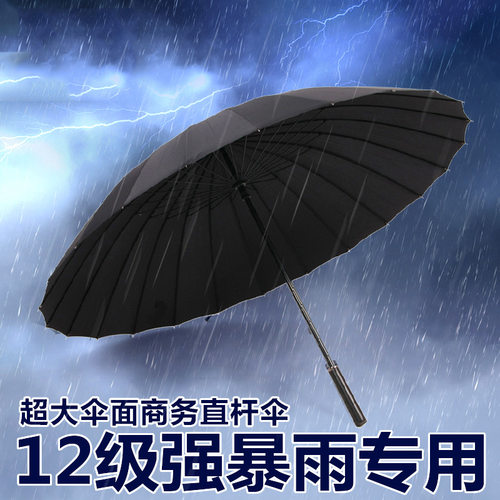 超大双人24骨雨伞抗暴风长柄精英商务直杆伞高尔夫伞礼品广告伞 - 封面