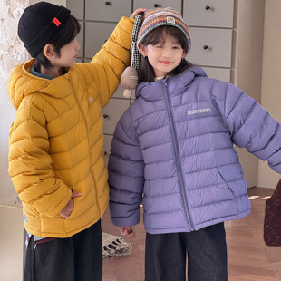 冬季新款儿童轻薄款羽绒服男童女童中大童韩版白鸭绒连帽童装外套