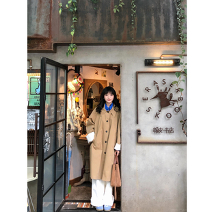 2025春季 大衣 新款 慵懒风风衣外套女拼接高级感简约百搭卡其色长袖