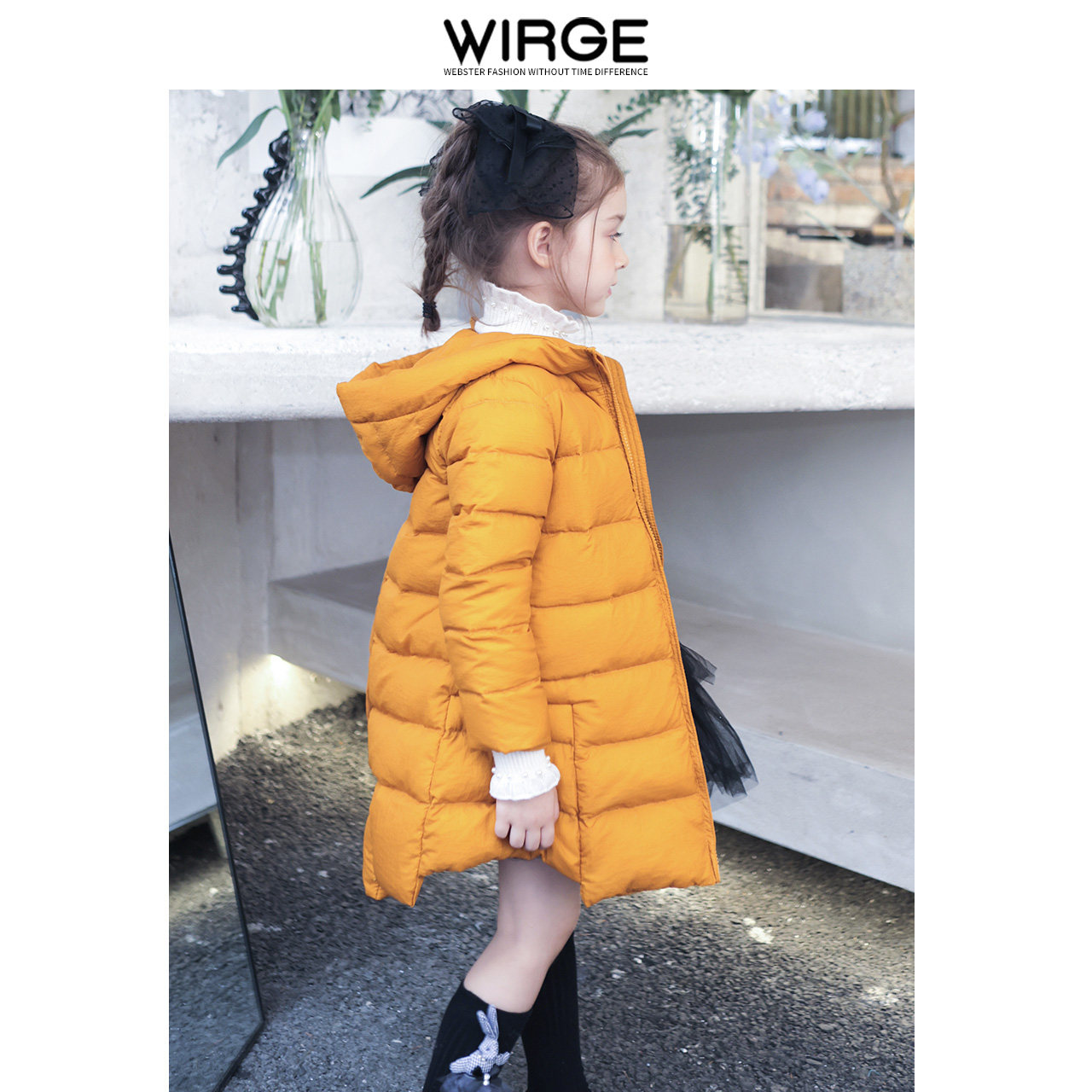 韦氏童装新款儿童羽绒服女童中长款秋冬中大童羽绒时尚淑女