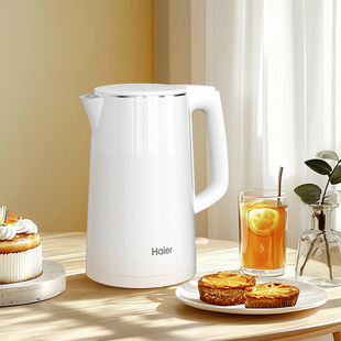 Haier K5M17W家用电水壶304不锈钢1.7升大容量一体防烫 海尔 HKT
