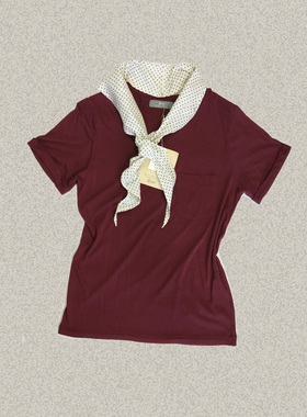 29.9清仓!桀* J*eor 男女同款 领巾可拆夏季休闲T恤针织衫JS40415