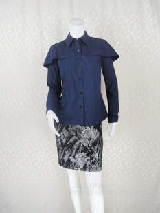 2件清 衬衫 卡VON 显瘦女春秋长袖 KC5D401WA 纯棉贴布披肩样式 140元