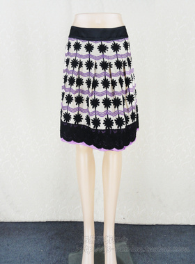 100元2件清!BEI萱 正品女夏秋纯棉毛线绣花A字裙半裙短裙13S030B