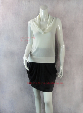 100元2件清仓!法*易娜 正品荡领女夏莫代尔无袖针织衫FLBA8722