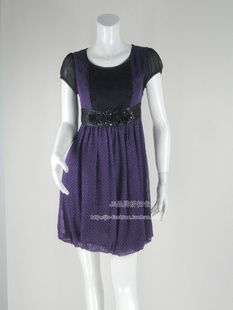 绣花雪纺拼接镶钻亚克力女夏连衣裙2396G BEI萱专柜正品 100元 2件