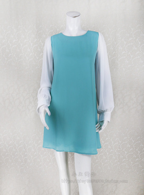 100元2件!ZOKO倬可儿 清新长袖宽松A字型梭织女春秋连衣裙L1131