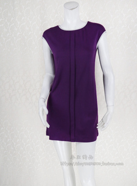 100元2件!ZOKO倬可儿 前中压褶圆领盖肩袖女夏秋针织连衣裙L1006