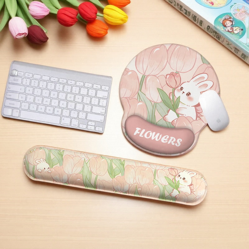 郁金香护腕鼠标垫女生可爱卡通防滑办公桌面垫子立体电脑键盘手托,电脑硬件/显示器/电脑周边,鼠标垫/贴/腕垫,淘宝优惠券,粉丝福利购,淘宝优惠卷