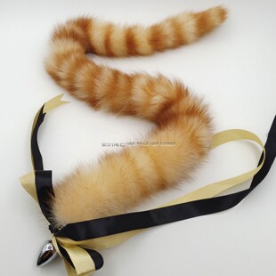 细尾巴橘猫猫尾金棕条纹拼色撞色猫咪尾巴性感小野猫小浣熊尾长尾