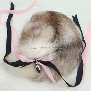 阿拉斯加大粗尾巴狼尾真毛黄白棕花纹小奶狗真狐狸毛尾巴蓬松柔软